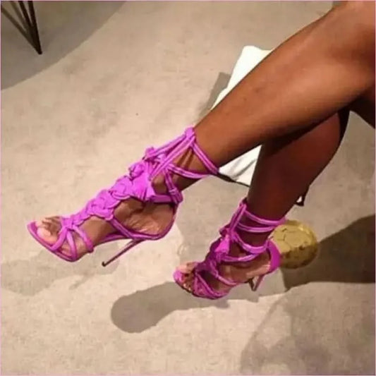 Braided Strap High Heel Gladiator Sandals for Stylish Comfort - Pleasures and Sins