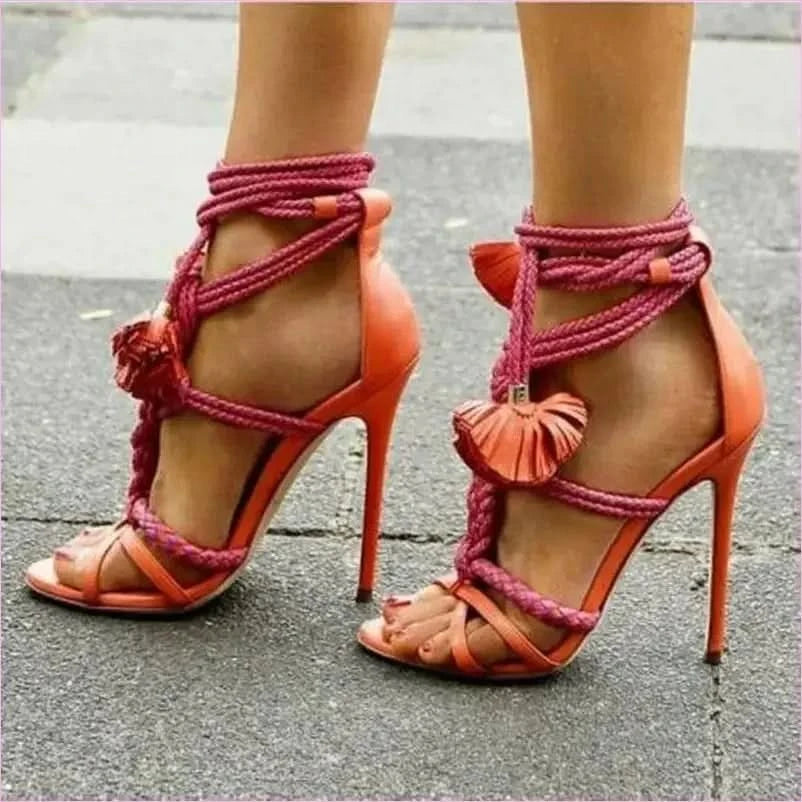 Braided Strap High Heel Gladiator Sandals for Stylish Comfort - Pleasures and Sins