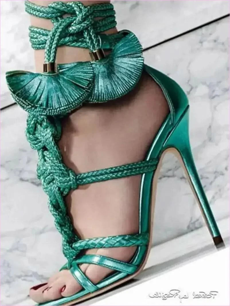 Braided Strap High Heel Gladiator Sandals for Stylish Comfort - Pleasures and Sins