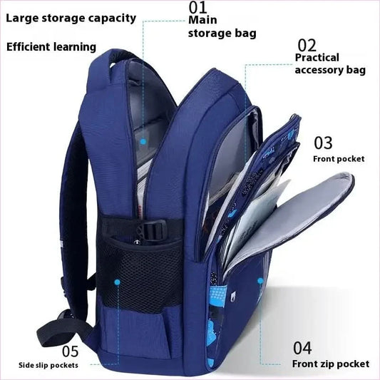 Breathable Light Negative Large Capacity Children’s Schoolbag in Blue and Black - Pleasures and Sins