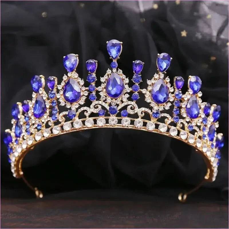 Bridal Baroque Water Drop Diamond Princess Crown Tiara for Weddings - Pleasures and Sins