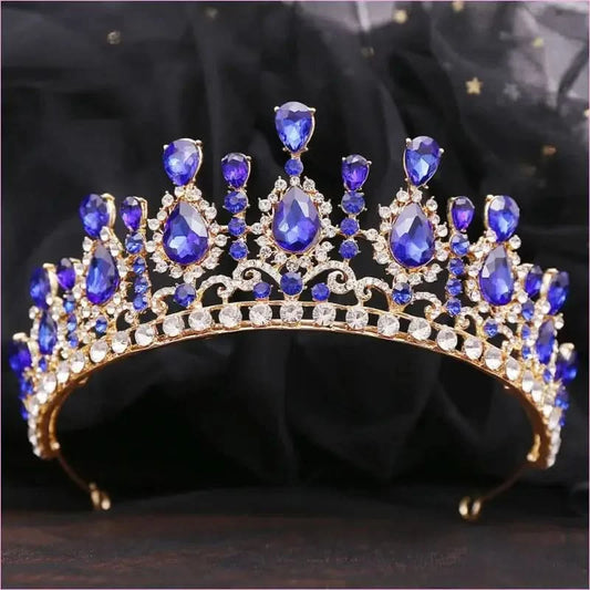 Bridal Baroque Water Drop Diamond Princess Crown Tiara for Weddings - Pleasures and Sins