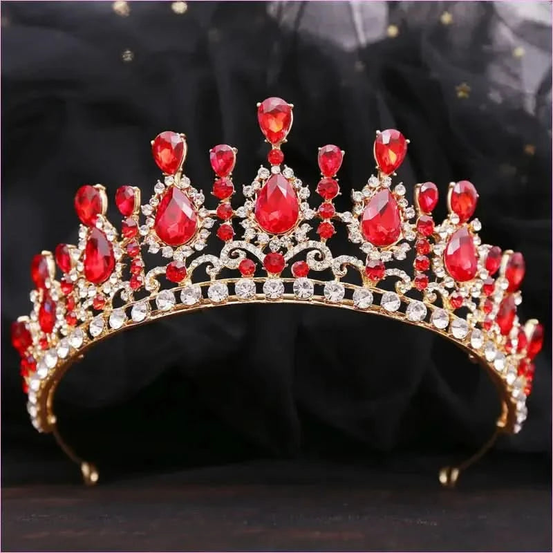 Bridal Baroque Water Drop Diamond Princess Crown Tiara for Weddings - Pleasures and Sins