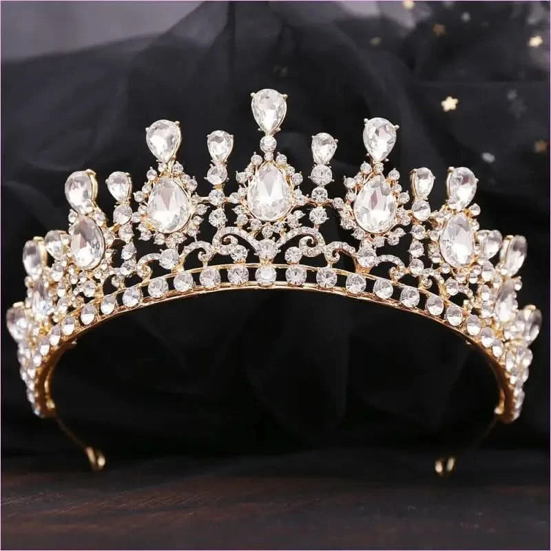 Bridal Baroque Water Drop Diamond Princess Crown Tiara for Weddings - Pleasures and Sins