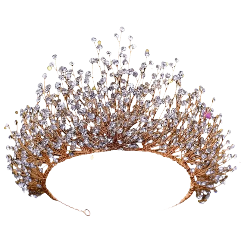Bridal Headdress Crown Set with Colored Diamond Necklace and Earrings - Pleasures and Sins