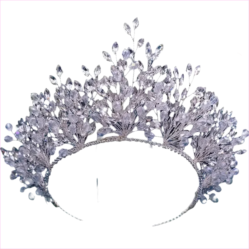 Bridal Headdress Crown Set with Colored Diamond Necklace and Earrings - Pleasures and Sins