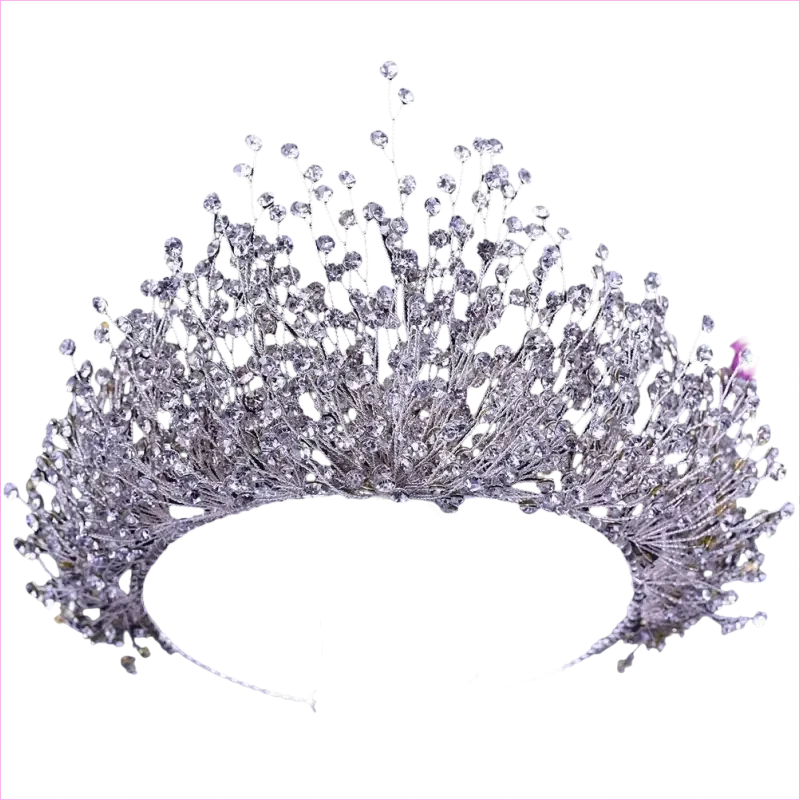 Bridal Headdress Crown Set with Colored Diamond Necklace and Earrings - Pleasures and Sins