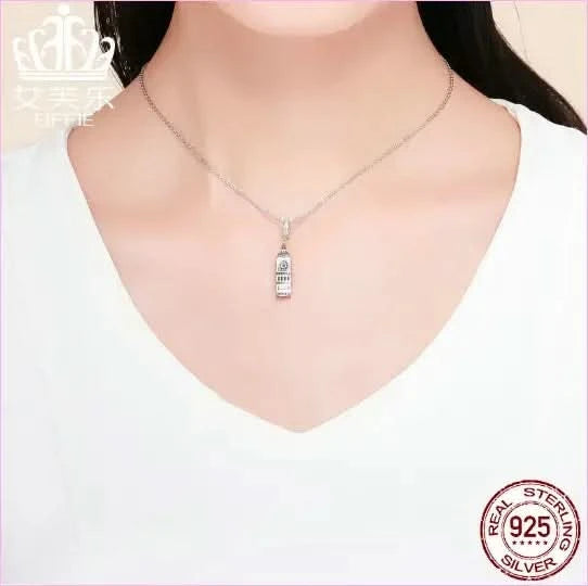 British Big Ben S925 Sterling Silver Pendant for Charm Lovers - Pleasures and Sins