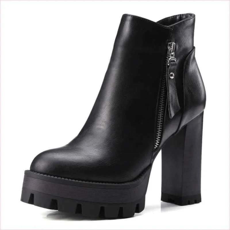 British Retro High Heel Boots with Thick Sole for Comfort and Style - Pleasures and Sins