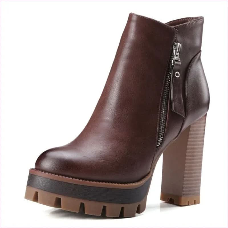 British Retro High Heel Boots with Thick Sole for Comfort and Style - Pleasures and Sins