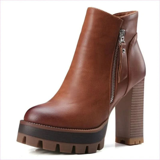 British Retro High Heel Boots with Thick Sole for Comfort and Style - Pleasures and Sins