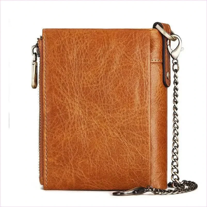 Brown Anti-theft Mens Leather Wallet with Multi Card Slots and Coin Holder - Pleasures and Sins