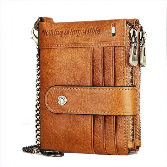 Brown Anti-theft Mens Leather Wallet with Multi Card Slots and Coin Holder - Pleasures and Sins