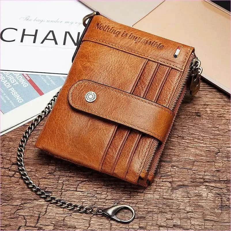 Brown Anti-theft Mens Leather Wallet with Multi Card Slots and Coin Holder - Pleasures and Sins