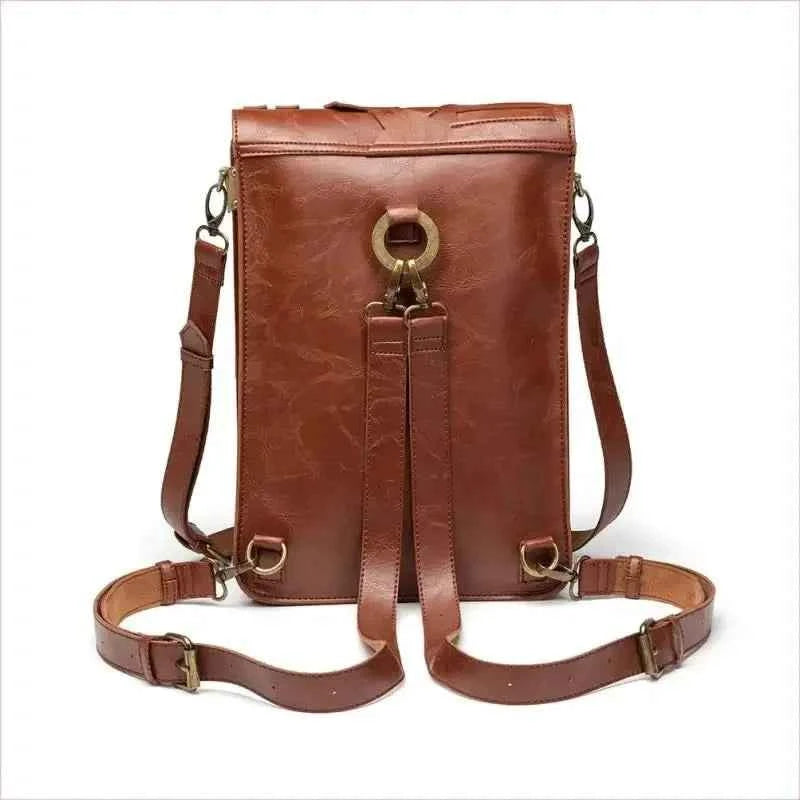Brown Steampunk Retro Leather Shoulder Bag with Unique Embossing - Pleasures and Sins
