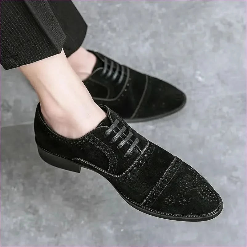 Brown Suede Casual Brogue Carved Shoes for Everyday Style - Pleasures and Sins
