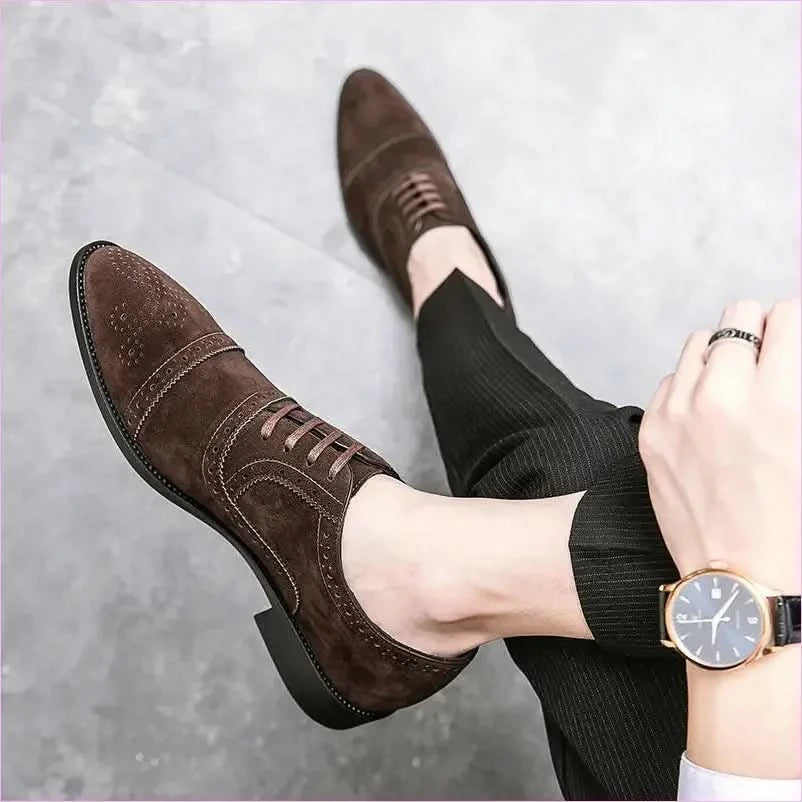 Brown Suede Casual Brogue Carved Shoes for Everyday Style - Pleasures and Sins