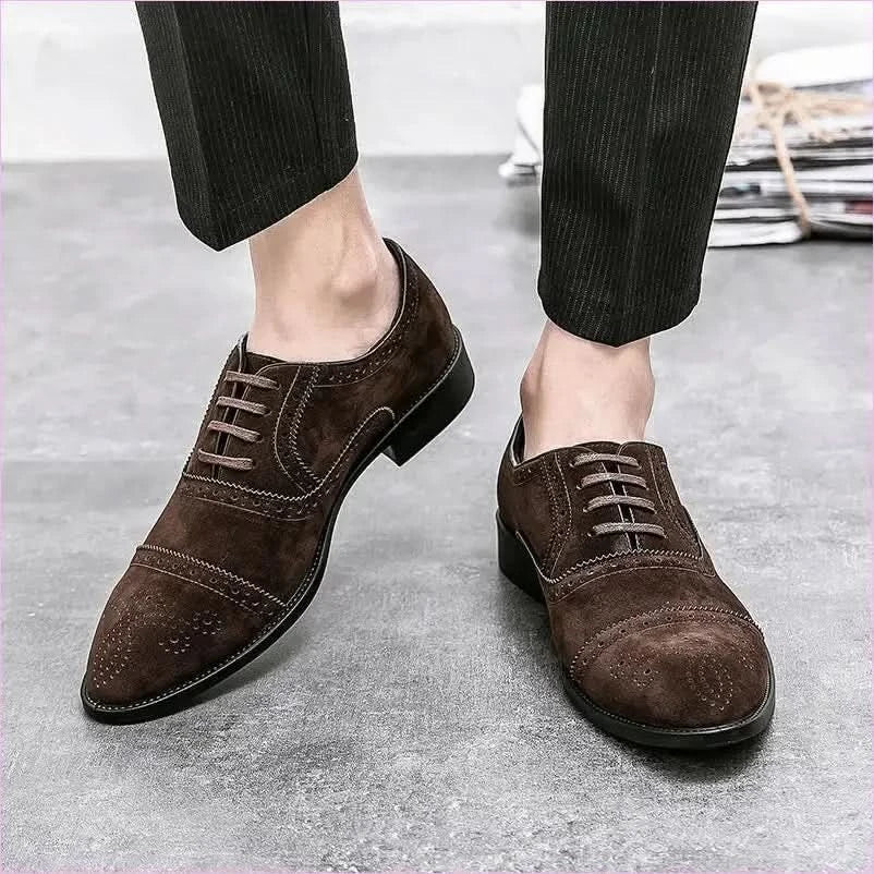 Brown Suede Casual Brogue Carved Shoes for Everyday Style - Pleasures and Sins