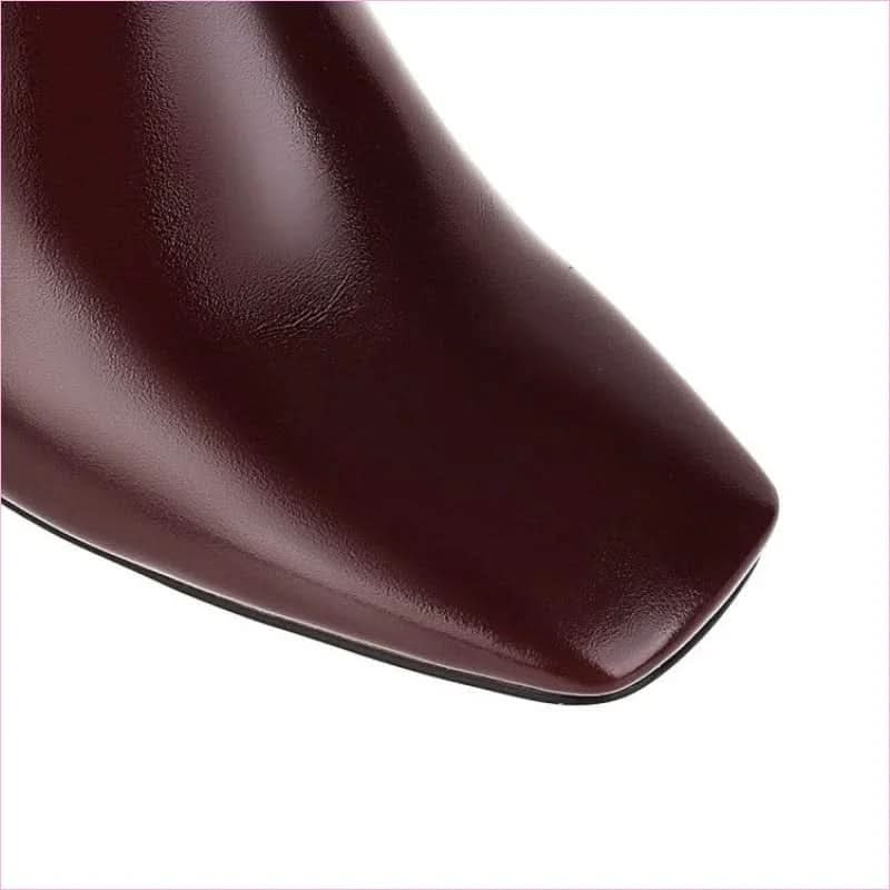 Burgundy Wedge Heel Knee High Boots for Ladies - Pleasures and Sins