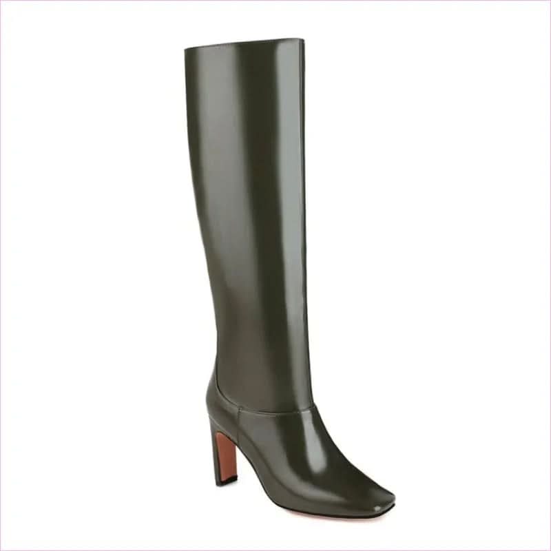 Burgundy Wedge Heel Knee High Boots for Ladies - Pleasures and Sins