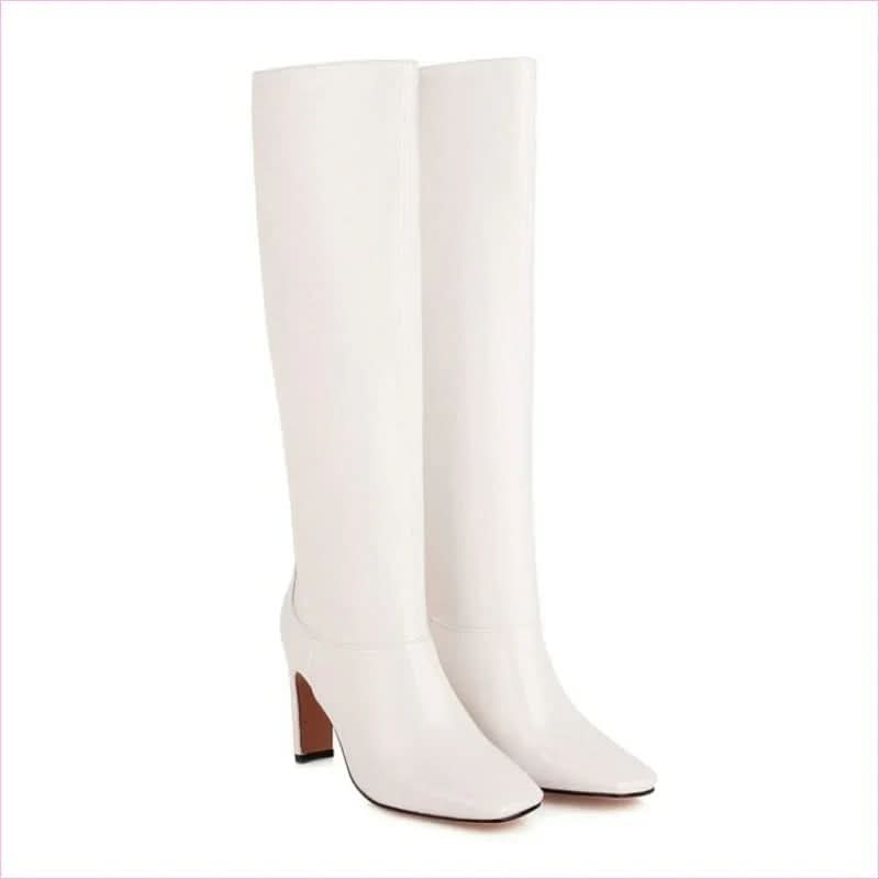 Burgundy Wedge Heel Knee High Boots for Ladies - Pleasures and Sins