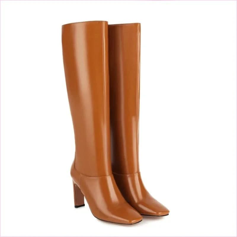 Burgundy Wedge Heel Knee High Boots for Ladies - Pleasures and Sins