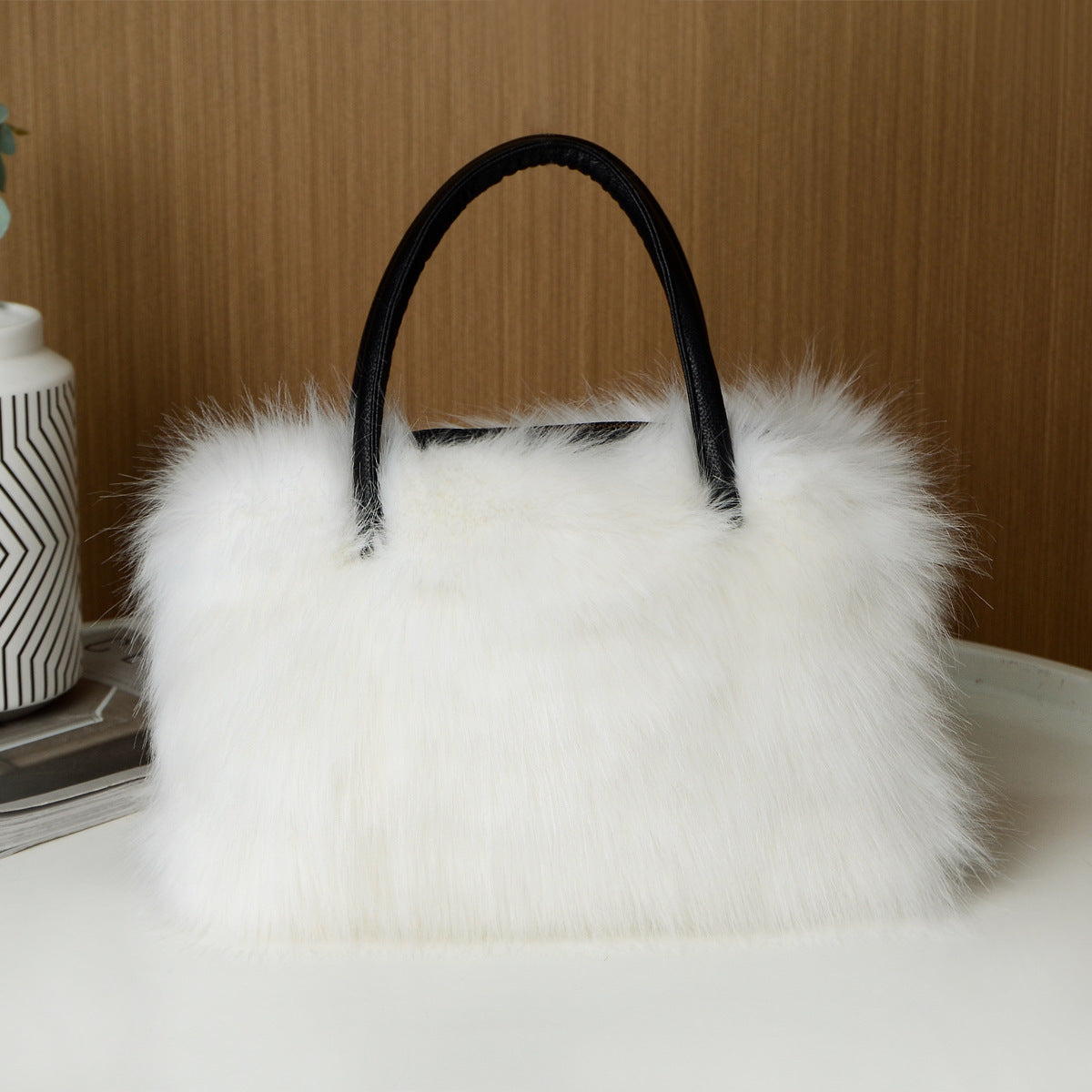 High-end Square Plush Bag Fur Handbag Large Capacity