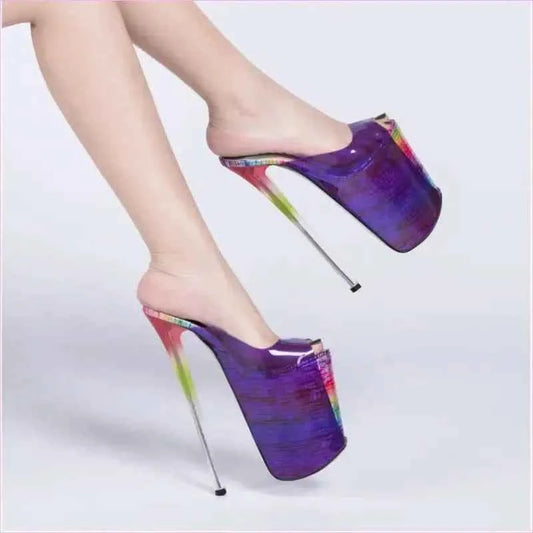 Candy Colours Extreme Transparent Peep Toe Sandals with Stiletto Heels - Pleasures and Sins