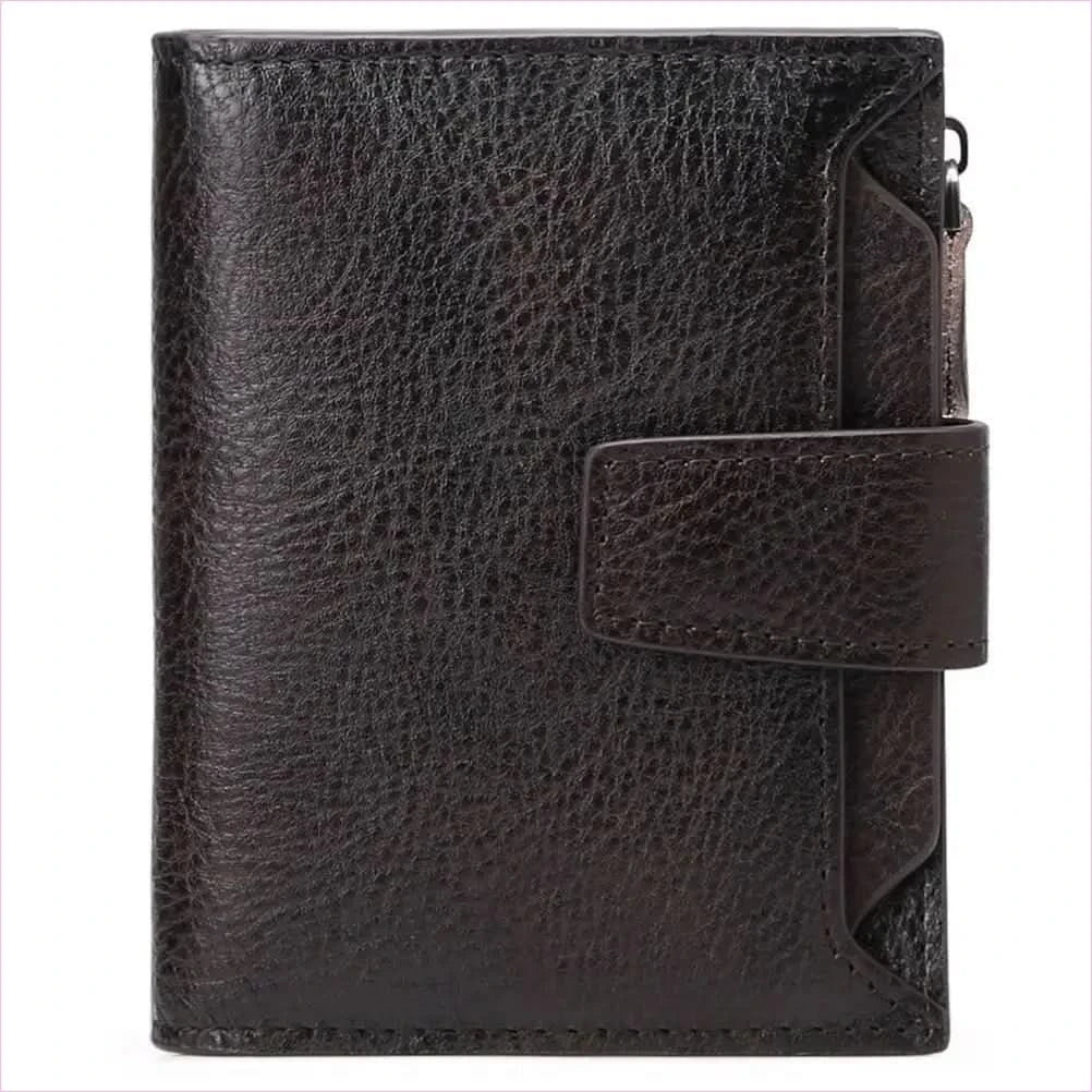 Casual Brown Genuine Leather Wallet for Men with Zipper Closure - Pleasures and Sins