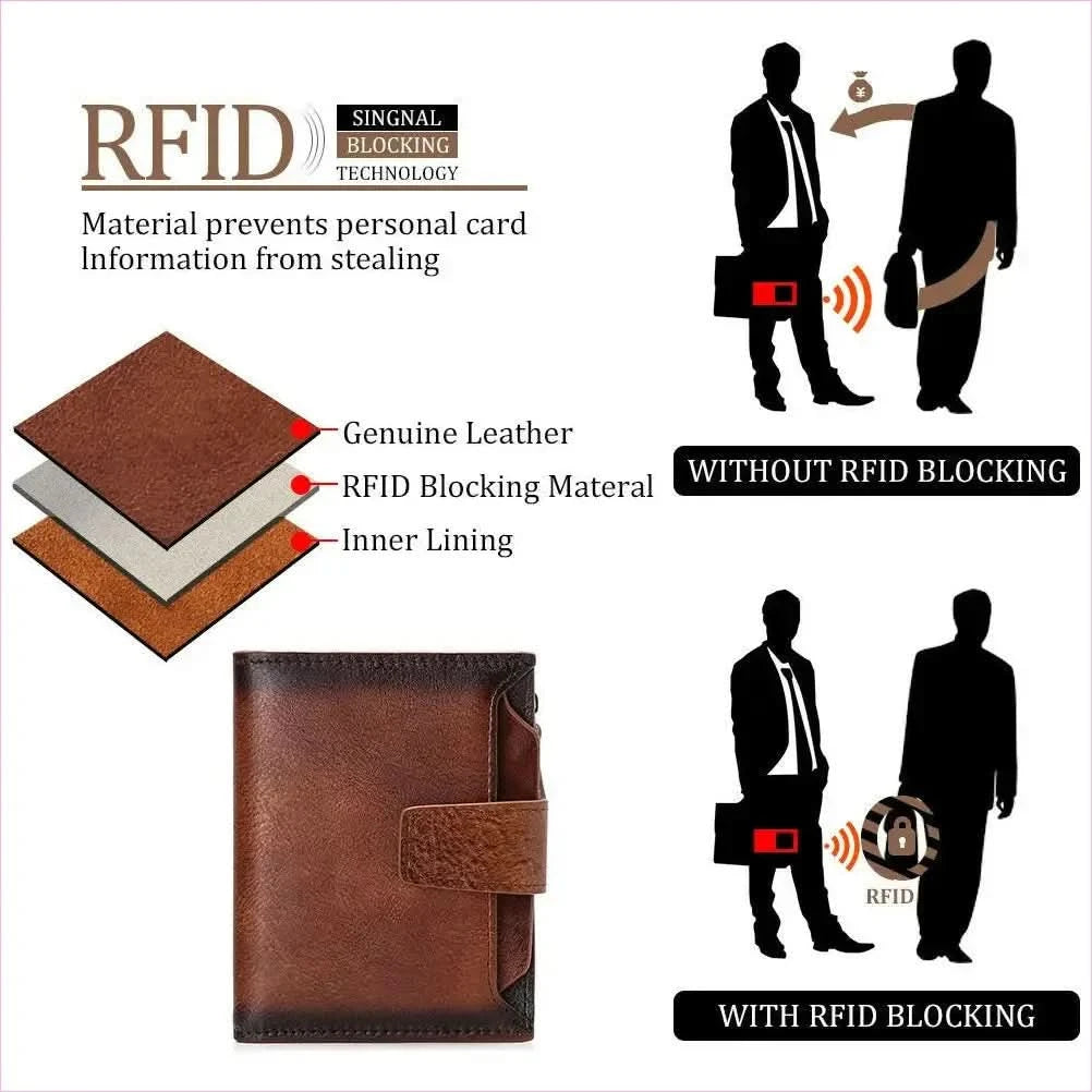 Casual Brown Genuine Leather Wallet for Men with Zipper Closure - Pleasures and Sins
