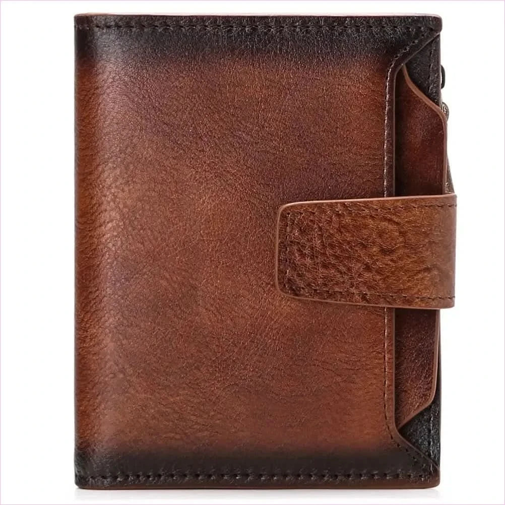 Casual Brown Genuine Leather Wallet for Men with Zipper Closure - Pleasures and Sins