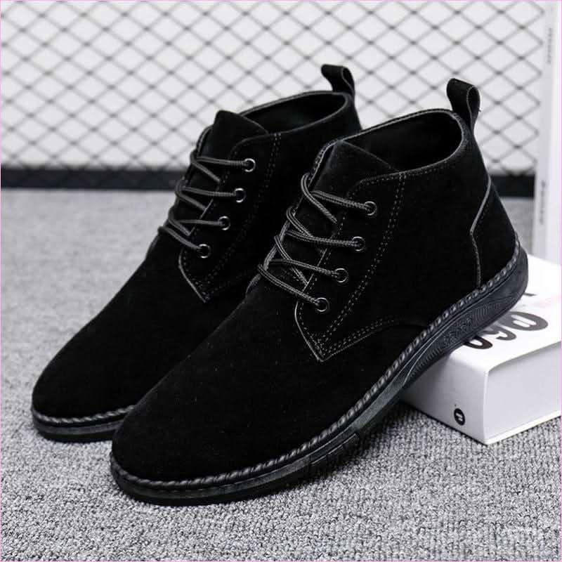 Casual Faux Suede High-top Boots with Chunky Lace-up Design - Pleasures and Sins