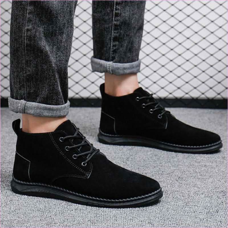 Casual Faux Suede High-top Boots with Chunky Lace-up Design - Pleasures and Sins