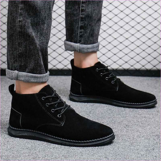 Casual Faux Suede High-top Boots with Chunky Lace-up Design - Pleasures and Sins