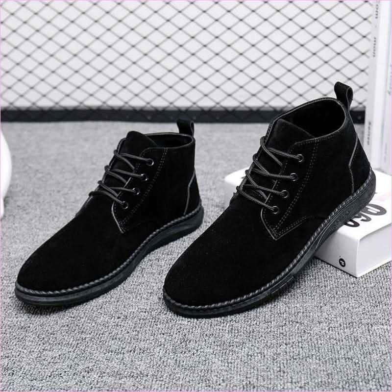 Casual Faux Suede High-top Boots with Chunky Lace-up Design - Pleasures and Sins