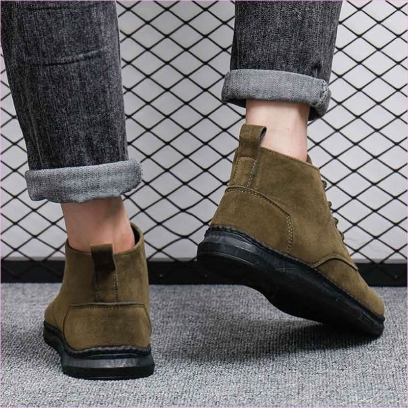 Casual Faux Suede High-top Boots with Chunky Lace-up Design - Pleasures and Sins