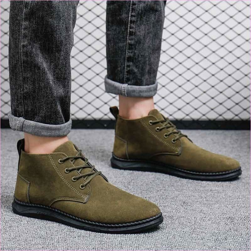 Casual Faux Suede High-top Boots with Chunky Lace-up Design - Pleasures and Sins