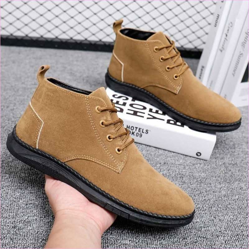 Casual Faux Suede High-top Boots with Chunky Lace-up Design - Pleasures and Sins