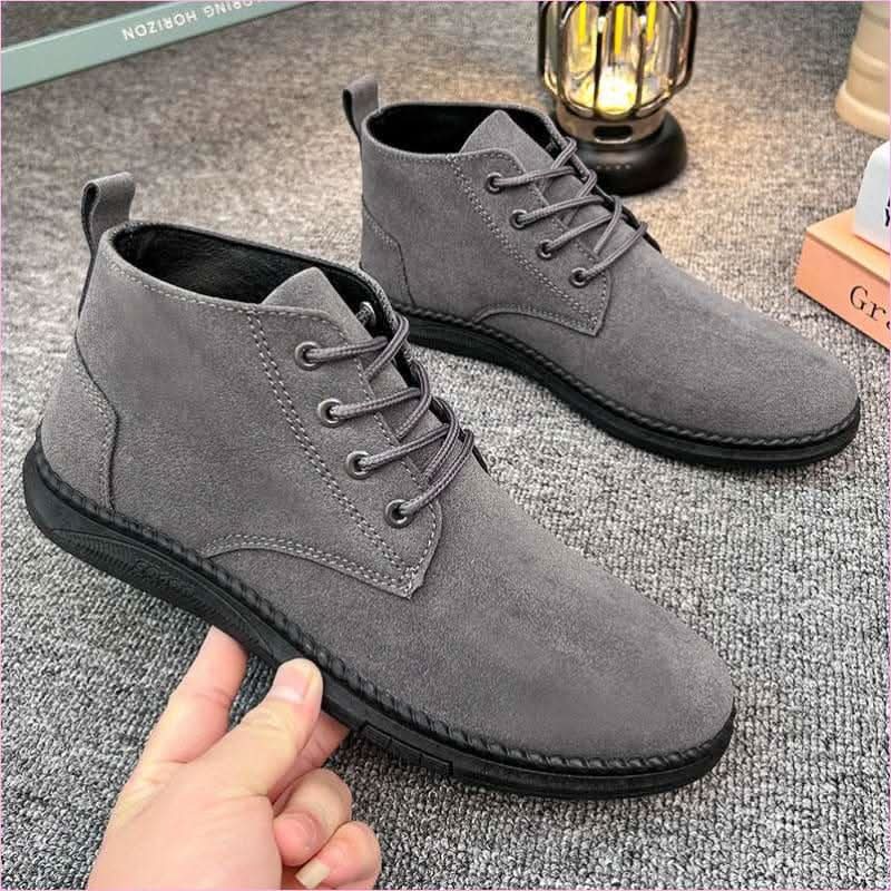Casual Faux Suede High-top Boots with Chunky Lace-up Design - Pleasures and Sins