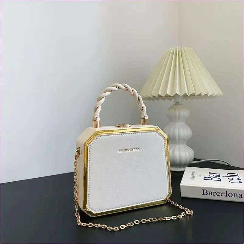 Chic Chain Crossbody Green Handbag with Twisted Handle and Gold Trim - Pleasures and Sins