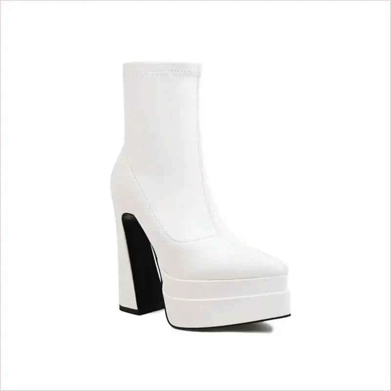 Chunky Black Platform Ankle Boots with Pointed Toe for Women - Pleasures and Sins