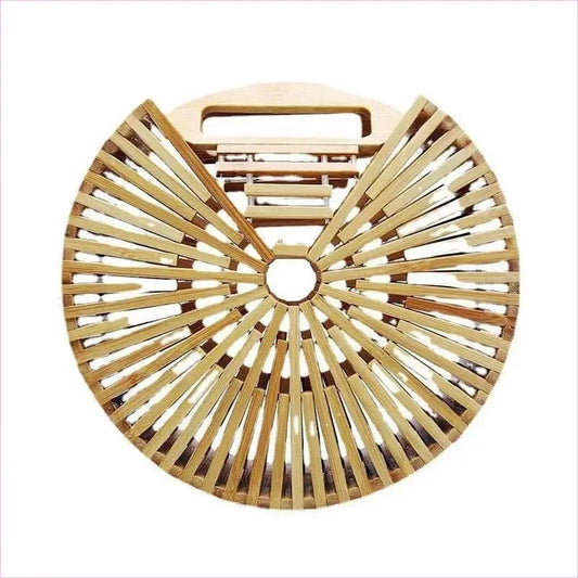 Circular Bamboo Woven Handcrafted Handbag with Top Handle - Pleasures and Sins