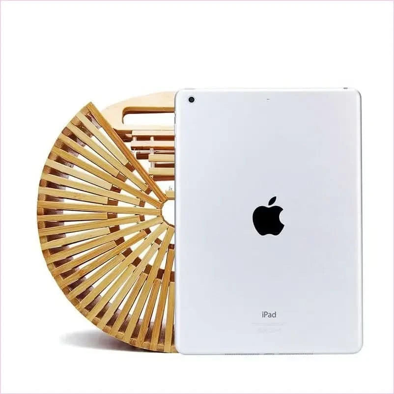 Circular Bamboo Woven Handcrafted Handbag with Top Handle - Pleasures and Sins