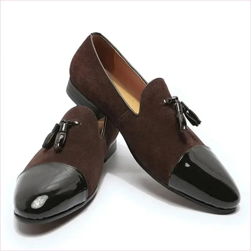 Classic Men’s Moccasin Leather Wedding Shoes in Black Patent Leather - Pleasures and Sins