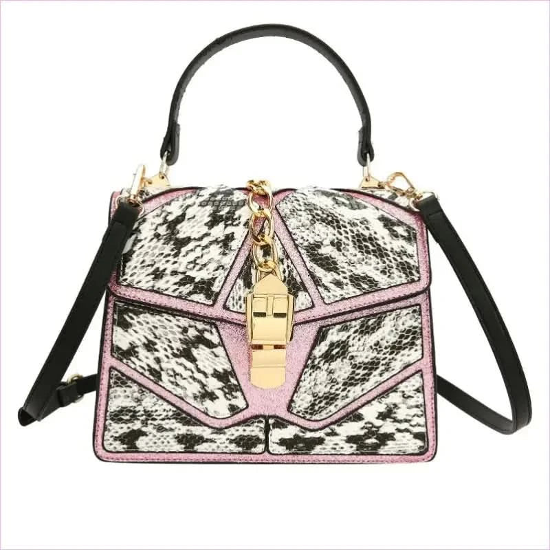 Color Block Hand-held Small Square Bag with Gold Hardware - Pleasures and Sins
