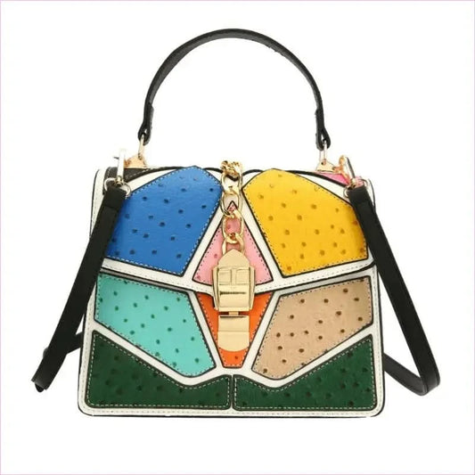 Color Block Hand-held Small Square Bag with Gold Hardware - Pleasures and Sins