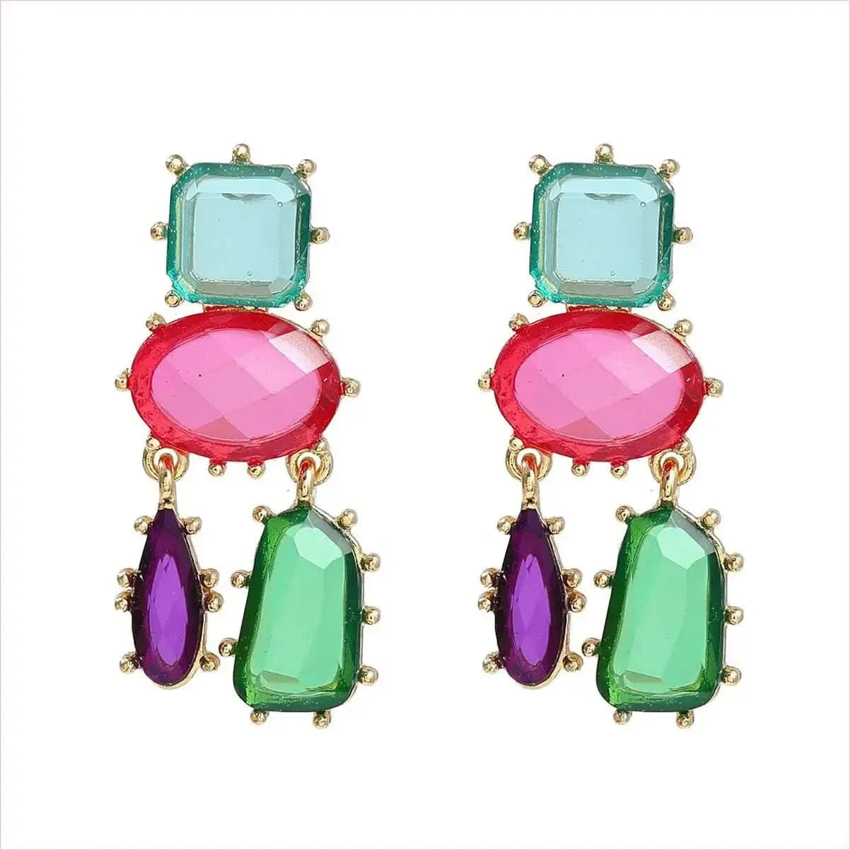 Colorful Multi-layered Geometric Glamourous Earrings - Pleasures and Sins