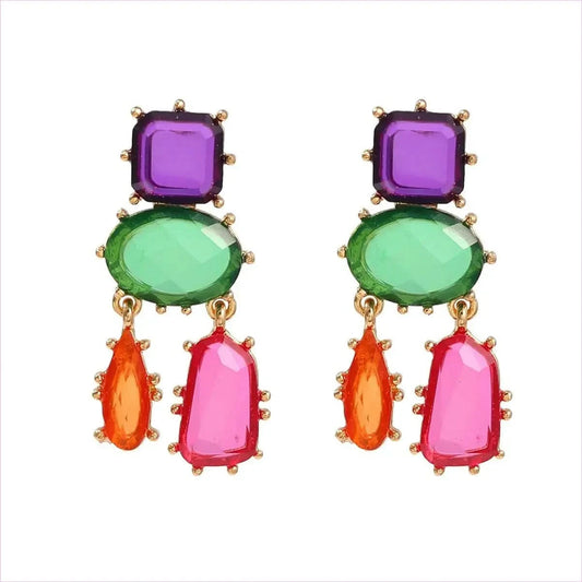 Colorful Multi-layered Geometric Glamourous Earrings - Pleasures and Sins