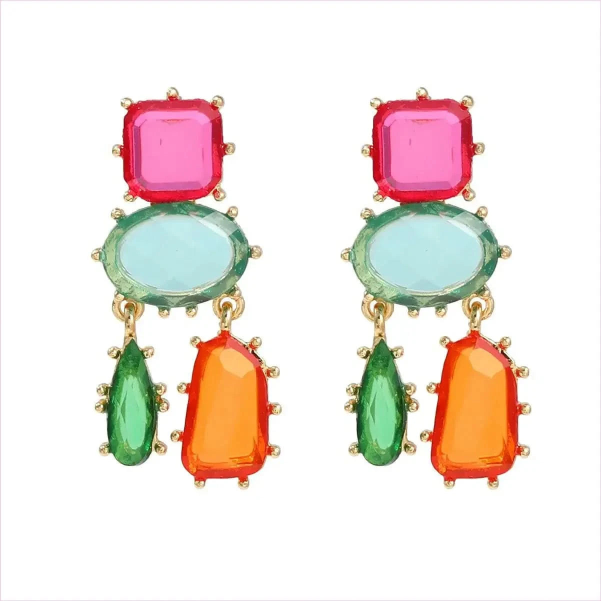 Colorful Multi-layered Geometric Glamourous Earrings - Pleasures and Sins