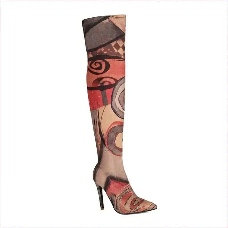 Colorful Plus Size Pointed Toe Ultra-high Knee Boots - Pleasures and Sins
